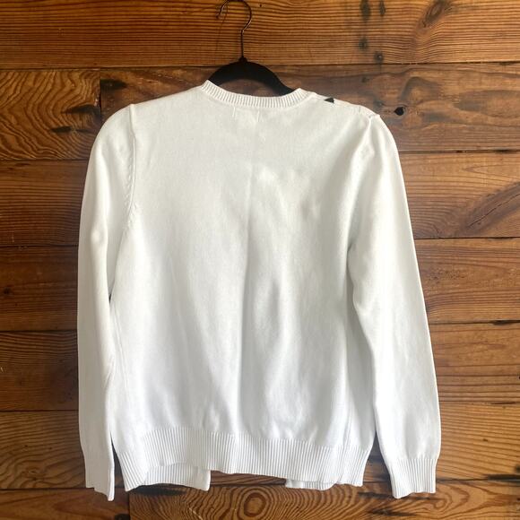 Izod Golf Classix white argylle sweater cardigan size Petite Small - Picture 6 of 6